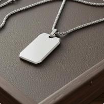 Mirror Finish Dogs Tag Necklace Stainless Animal identity AngledEdge Fashion Jewelry Steel