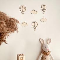 Ins Wooden Hot Air Balloon Cloud Star Set Wall Stickers Home Decoration Holiday Decoration Wall Crafts A