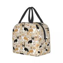 Coffee Welsh Corgis Dog Insulated Lunch Tote Bag for Women Resuable Thermal Bento Box For Kids School Children Lunch Box One Size
