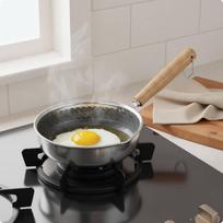 Frying Wooden handleGrain Handle Stainless Steel Pan Hanging Loop Skillet 13CM Honeycomb