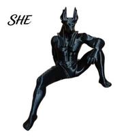 Drop-resistant Desk Sculpture 3D Printed Anubis Statue, Egyptian Mythology Collectible Home Decor, High Detail Glossy Black Mythological Figure Jackal juoda