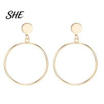 Layered Look Earrings 1 Pair Drop for Women, Large Circle Draped Style Earrings, Casual Small Face Enhancing Daily Wear Commuting auksinė