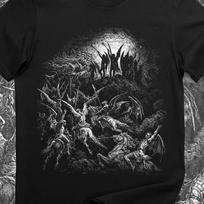 Fallen Angels Battle T-Shirt – Gustave Dore Engraving Dark Fantasy Tee M