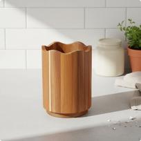 Wooden Pen Holder Decorative Edge Design Brush MultiFunctional Tabletop Cutlery