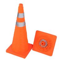 2PCS 70CM Folding Traffic Cones with Reflective Collar Orange Security Road Cone for Parking Lot Roadway Driving Training PP+Oxford cloth