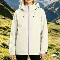 Women's Casual Zip-Up Hooded Windbreaker Jacket for Outdoor Hiking Running L smėlis