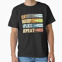 Funny Vintage Eat Sleep Splice Repeat Fiber Opti Made In Usaaus Tshirt S2xl S
