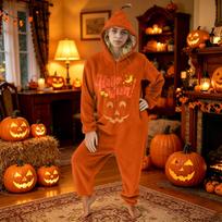 Women's Halloween Printed Flannel Pajama Set L kupranugaris