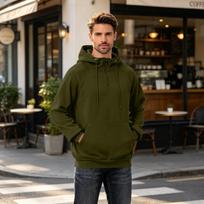 Men's Half Zip Hoodie Color Pullover Sweatshirt L armijos žalia spalva