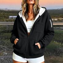 Women's Color Zip Up Hoodie with Pockets, Long Sleeve Casual Jacket L juoda