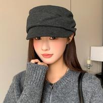 Women S Black Pleated Beret Cap Autumn Winter Casual Hat OneSize juoda