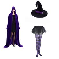 Halloween Costume Set with Cape Pants Hat for Kids Adults Dress Up Party One Size violetinė