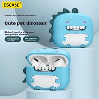 Case for AirPods Pro Second Generation, Silicone Non-Stick Dustproof Trendy Creative Storage Box Cartoon Dinosaur Design Blue Color