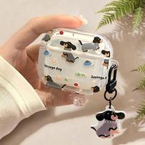 AirPods 4 Case with Fun Sausage Dog Charm, Cover for Apple Earphones, Wireless Bluetooth Headphone Case, Shockproof Creative Anti-Slip Desig