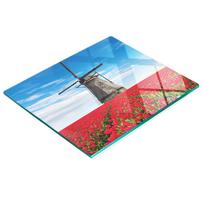 Glass Kitchen Cutting Board with Tulip and Windmill Graphics 60X52 Cm
