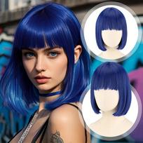 Short Wig with Bangs, Short Straight Bob Women, Music Festivals, Cosplay, Parties,  Women's Wig, Women's Hair Accessories, Women's Hair 30 cm