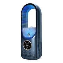Portable USB Air Cooler Leafless Electric Desktop Fan 6 Speed Silent Timer Air Conditioner Cooling Humidifier Conditioning Fan mėlyna