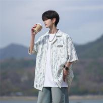 Summer seaside vacation shirt, men's all-match shirt L mėlyna