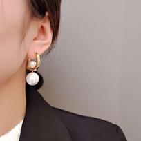 1 Pair Pearl Pendant Drop Earrings For Women Girls New Trendy Elegant D-Shaped Geometric Ear Buckle Party Jewelry Gifts 1pair
