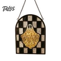 Indoor Hanging Art Halloween Acrylic Suncatcher, Cute Ghost Black White Checkerboard Window Ornament, Spooky Decoration Stained Glass Effect S