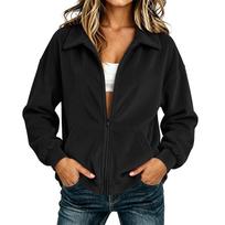 Women's Casual Zip-Up Jacket with Pockets Loose Fit Lightweight for Everyday Wear M juoda