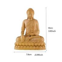 India Mini Shakyamuni Boxwood Figurines, 10cm Buddha Statues, Home Decoration, Collection Ornaments šviesiai pilka spalva