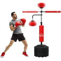 4-in-1 Boxing Punching Bag, Freestanding with 2 Speed Bals, 360° Reflex Bar, 160-230cm Adjustable Height, Red 88 x 50 x 230 cm raudona