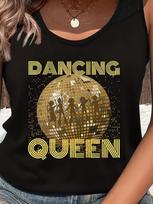 Dancing Queen Disco Kamuolio Grafinis Spaudinys Marškinėliai XXL brown