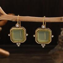 Elegant Vintage Geometric Pearl Pendant Drop Earrings Women Exquisite Hanging Piercing Earring Wed Bridal Jewelry Gift