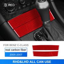 Carbon Fiber Center Console Panel Trim Sticker for Mercedes Benz C Class W203 2005-2007 Interior Accessories Red raudona