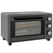 Mini Oven, 21 L Toaster Oven with 1 Wire Rack and 1 Baking Tray, 3 Cooking Modes, 100 degrees C-230 degrees C, Stainless Steel, Glass, Grey 46.4 x 38 x 28.5 cm pilka