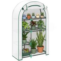 Mini Greenhouse, 4-Tier Greenhouse with Plastic Cover, Portable, Roll-Up Door, 100 x 45 x 160 cm, White 100 x 45 x 160 cm balta