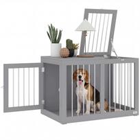 Dog Cage Dog Crate Dog Carrier Box, 2 Doors, Lockable, Steel Grille, 80 cm x 50 cm x 56.5 cm, Grey 80 x 50 x 56.5 cm pilka
