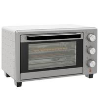 Mini Oven, 21 L Toaster Oven with 1 Wire Rack and 1 Baking Tray, 3 Cooking Modes, 100°C-230°C, Stainless Steel, Glass, Silver 46 x 38.5 x 29 cm sidabras