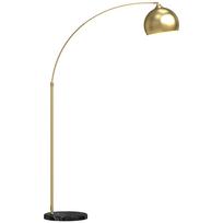 Arc Lamp, Floor Lamp, Height-Adjustable, Foot Switch, Base in Marble Look, 170-180cm, Gold/Black 115 x 30 x 180 cm