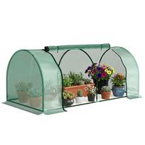 Greenhouse, Hothouse with Door, Cold Frame, Plant House, Plant Cultivation, Steel, Plastic, 200 x 100 x 80 cm, Green 200 x 100 x 80 cm žalia