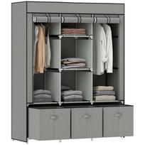 Fabric Wardrobe Made of Fleece, Folding Wardrobe, incl. 3 Drawers, 125 cm x 43 cm x 162.5 cm, Light Grey 125 x 43 x 162.5 cm