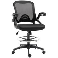 Office Chair, Desk Chair, Standing Function, with Footrest, Swivel Seat, Steel, Black, 64 x 60 x 106-126cm 64 x 60 x 126 cm