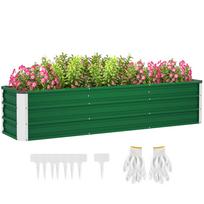 Steel Raised Garden Bed, 3 Separate Planting Areas, Open Bottom, Easy Assembly, 183 x 47 x 40cm, Green 183 x 47 x 40 cm žalia