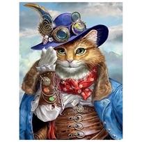 5D DIY Diamond Painting Funny cat Cross Stitch Kit Mosaic Diamond Embroidery Rose Full Round/Square Drill Home Decoration Round 20x30cm