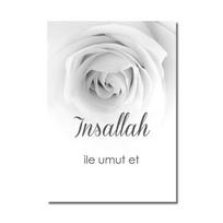 Allah Islamo Sienos Menas Gėlės Citatos Drobės Plakatas Arabų Juoda Balta Rožė Spaudinys Musulmonų tapyba Svetainės dekoravimo paveikslėlis A4 21x30cm No Frame