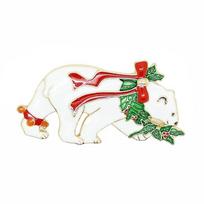 Christmas Gift Lovely Golden Christmas Polar Bear Brooch 1 pc 1 pc