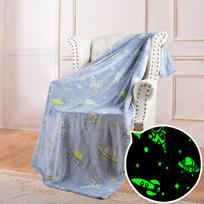 Dvipusė šviečianti flanelinė antklodė – fluorescencinis raštas vasarai ir naudojimui su oro kondicionieriumi, vaikiška antklodė 152*127 CM gray