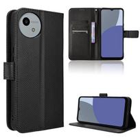 Atlenkiamas dėklas Sharp Aquos wish4 odinis dėklas [Atlenkiamas vintažinis odinis] Smūgiams atsparus patvarus retro telefono dėklas for Sharp Aquos wish4 juoda