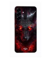 Case - Maniacase - Samsung Galaxy A26 - Silicone - Soft - Black Wolf Red Fire juoda