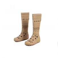 Madingi moteriški bohemiško stiliaus odiniai batai 6cm kulnu, su išpjovomis, aukštu kirpimu, pralaidūs orui, liekninantys, vakarietiški kaubojiški batai, retro stiliaus 35 smėlis
