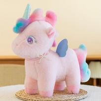 Colorful Unicorn Plush Toys Rainbow Pony Girl on Bed Pillow Children's Rag Doll Doll 25 cm (0.15kg)