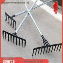 Multi-purpose Agricultural Tool: All-Steel Nine-Tooth Rake for Soil Loosening, Grass Gathering, Weeding, and Gardening. Thickened 7-Tooth Grass Rake