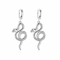 Women's Earrings, Long Snake-shaped Earrings with Rhinestones, Fashion Earrings sidabras