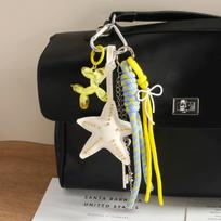 Internet celebrity personalized starfish key fringed balloon dog versatile pendant keychain woven rope bag pendant gift